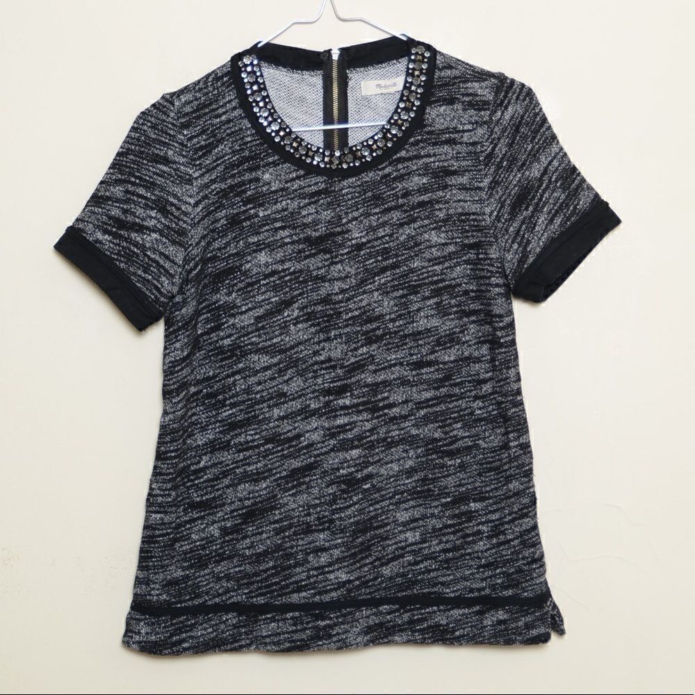 Madewell Sparkle Trim Short Sleeve Sweatshirt